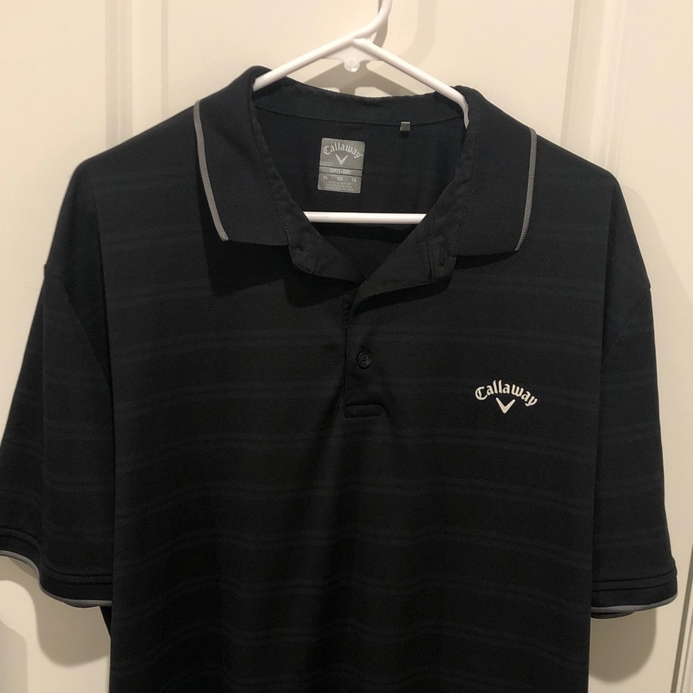 Callaway Golf Opti Dry Adult XL Unisex Black & Charcoal Stripes Polo Shirt